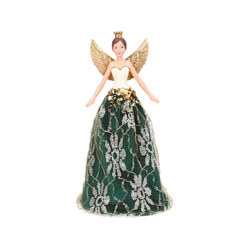 Resin/Velvet/Lace Fairy Tree Topper – Green/