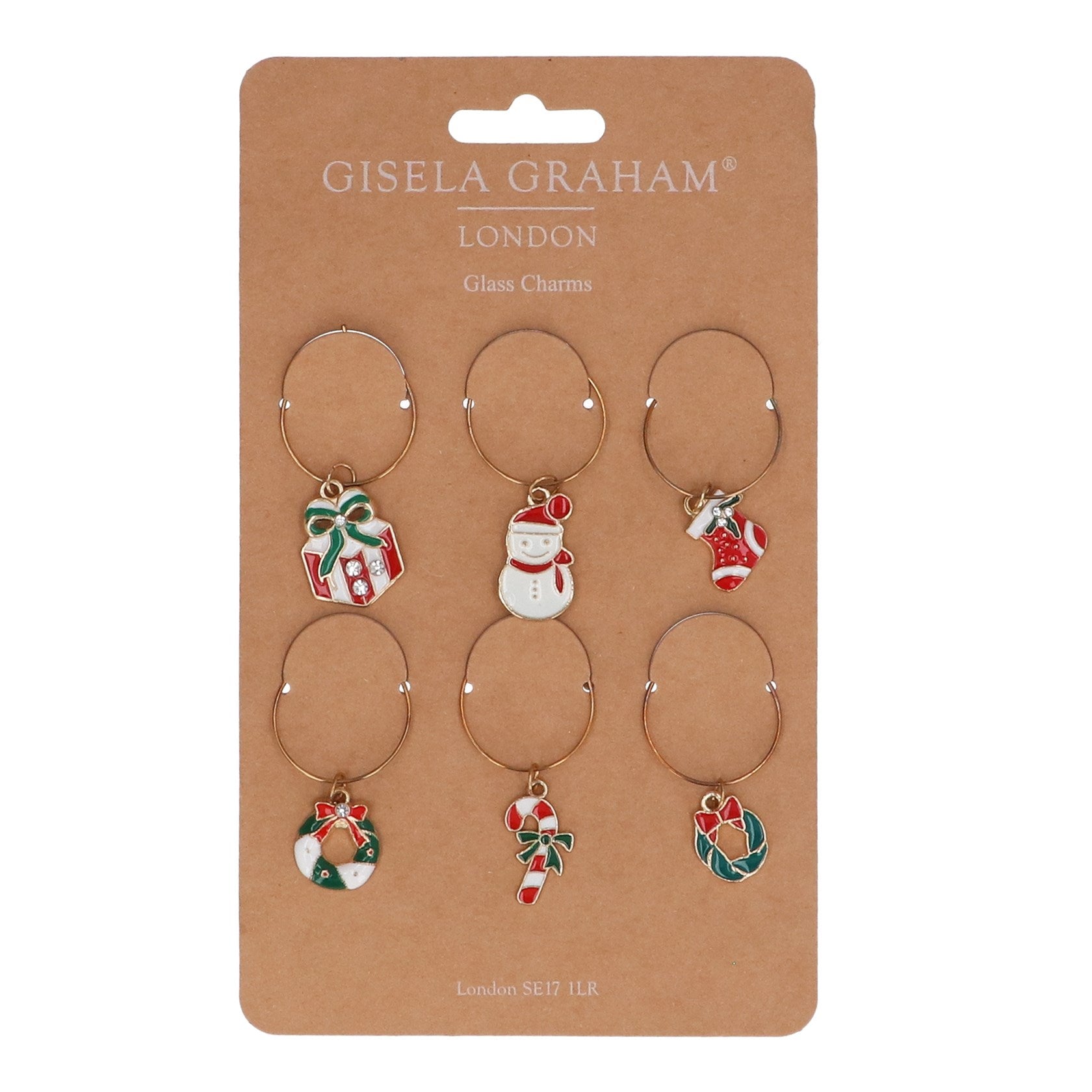 Metal/Enamel Wine Glass Charms, Pack./6