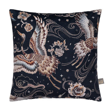 Heron Stitch Cushion Navy/Rust - RUTHERFORD & Co