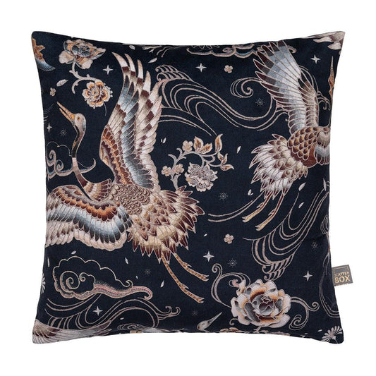 Heron Stitch Cushion Navy/Rust - RUTHERFORD & Co