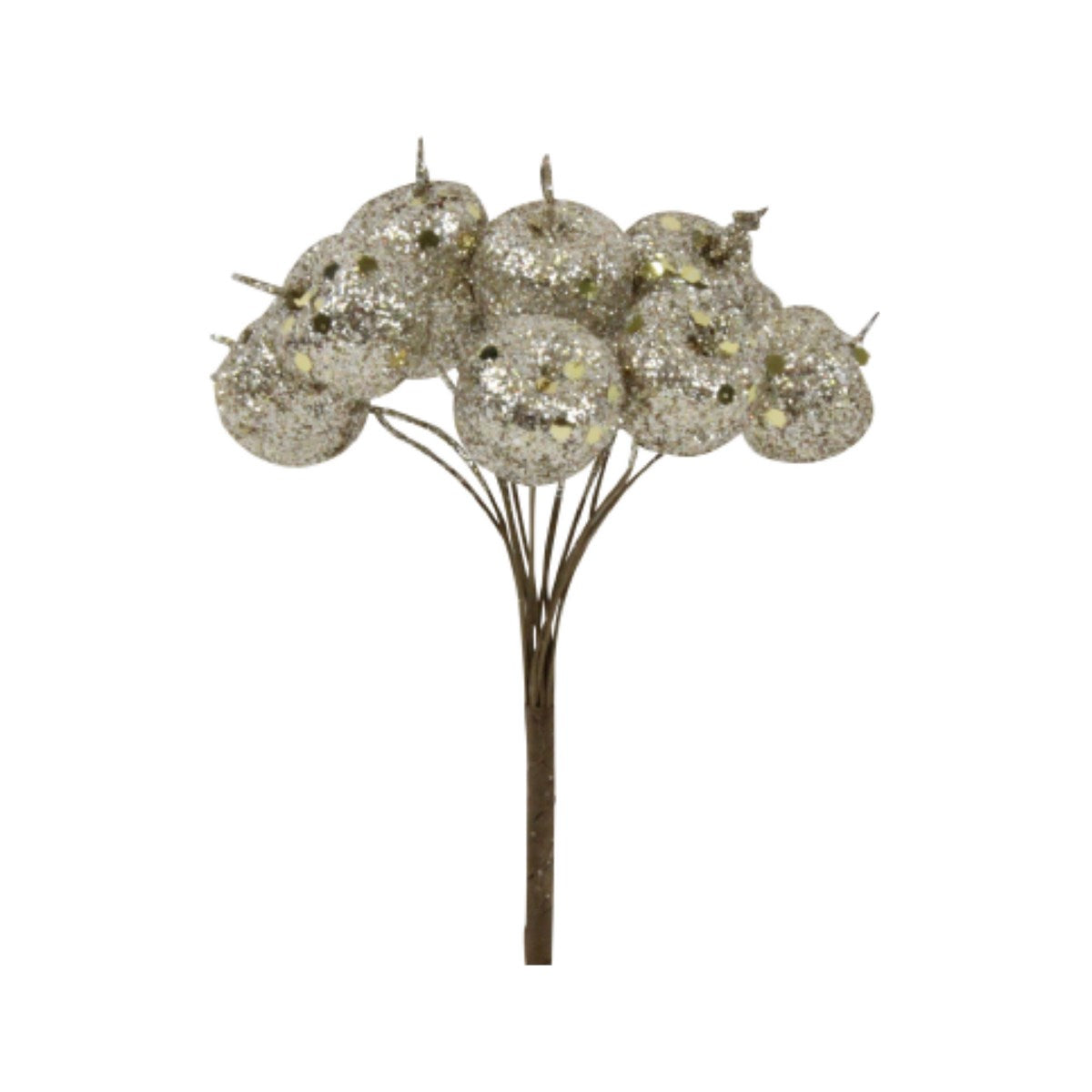 Pale Gold Glitter Poly Mini Cherry Bunch Pick