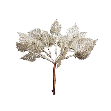 Pale Gold Sparkling Acrylic Leaf Bunch Pick