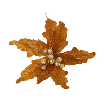 Gold Velvet Poinsettia Pick (25cm)