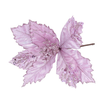 Lilac Fabric Poinsettia Pick (25cm)