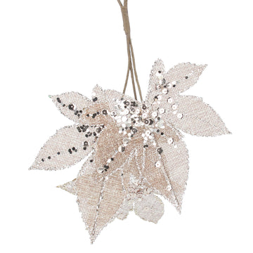 Hessian Maple Leaves with Sparkles Pick (28cm)