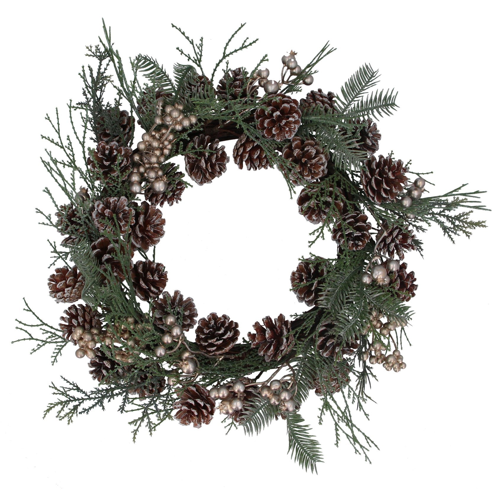 Fir/Cone/Gold Berry Wreath