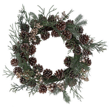 Fir/Cone/Gold Berry Wreath