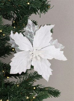 White Fabric Poinsetta Clip