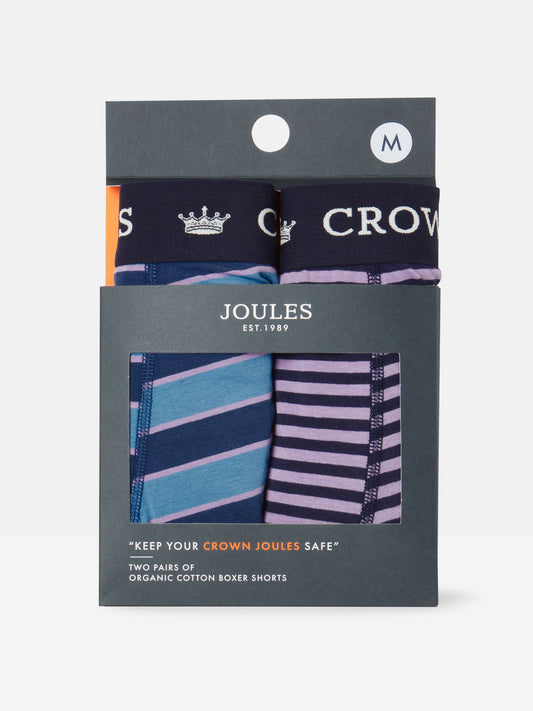 Crown Joules Blue Purple Cotton Boxer Briefs (2 Pack)