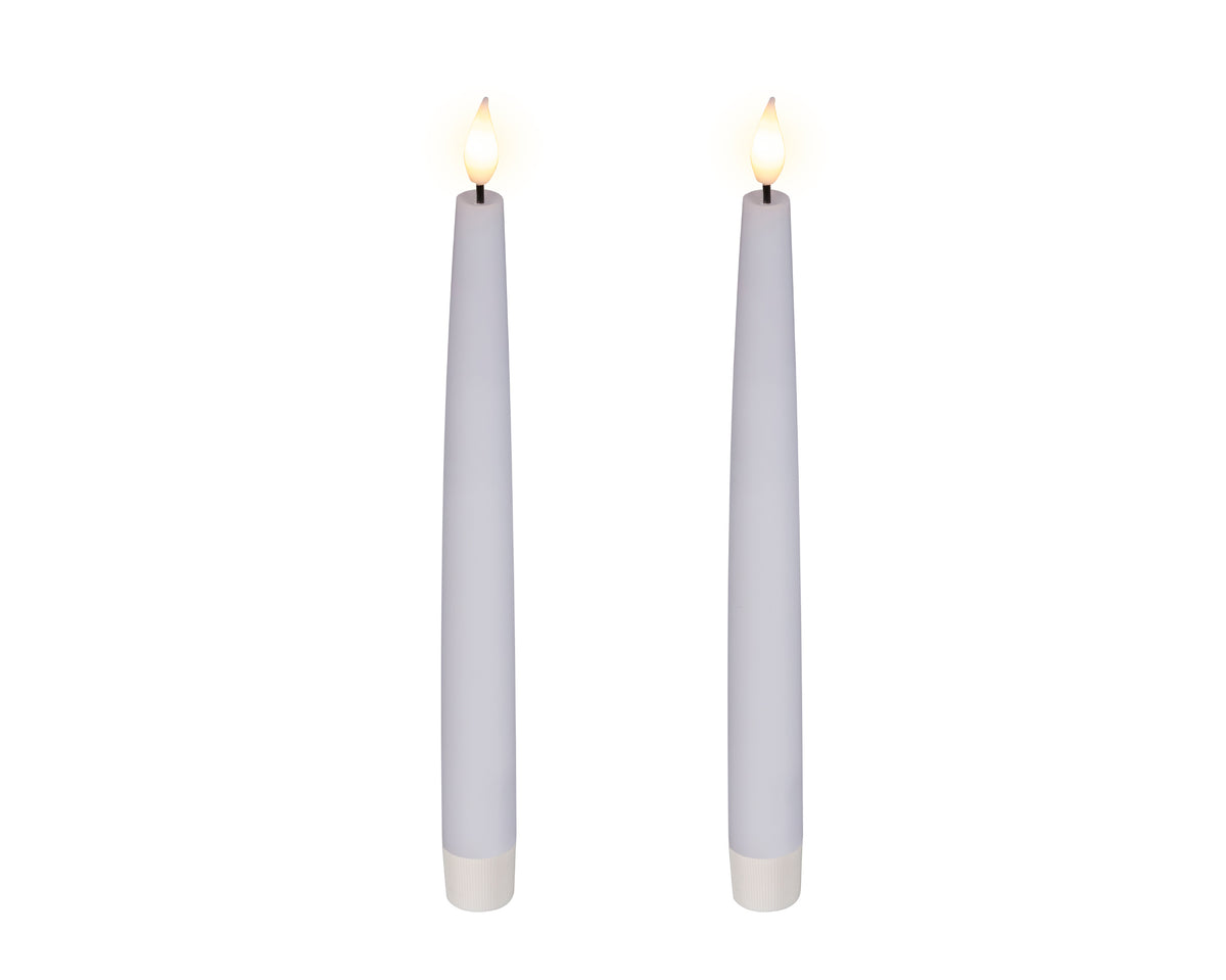 Lumineo LED Wick Dinner Candles – White, 24.5 cm – Set of 2