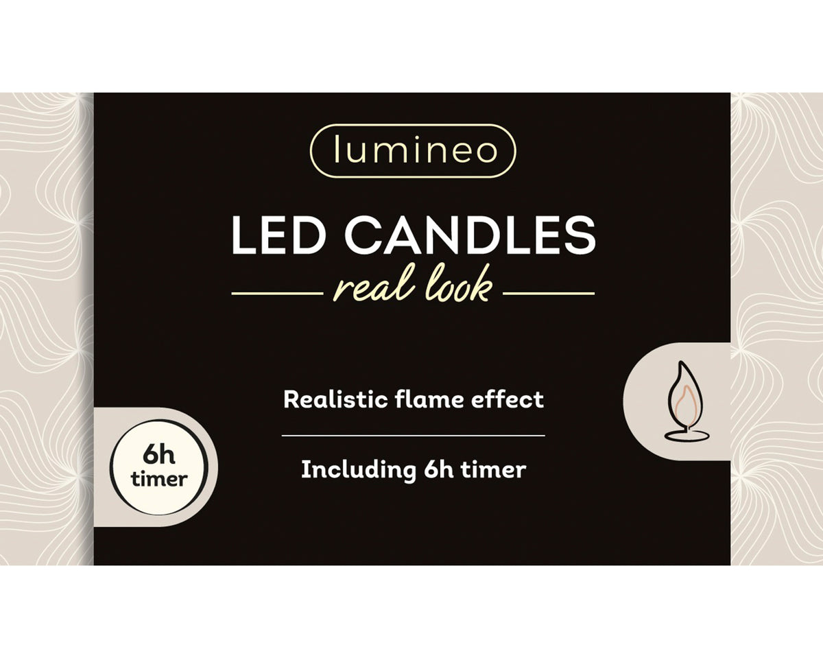 Lumineo LED Wick Dinner Candles – White, 24.5 cm – Set of 2