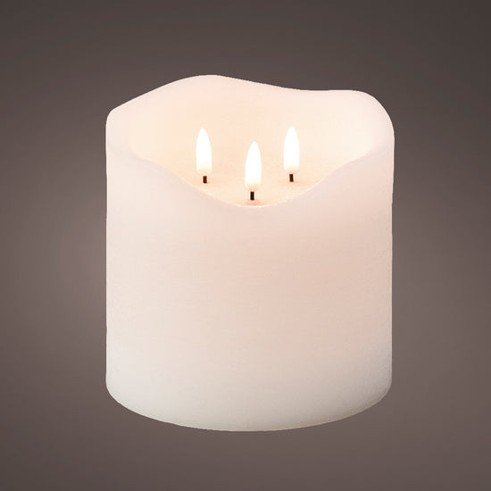 LED Wick Candle Wax Wave Top Battery Operated Indoor White Warm White 15x15cm RUTHERFORD & Co