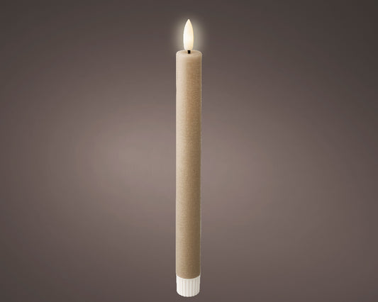 LED Wick Dinner Candle Wax Flat Top Steady Battery Operated Indoor - Light Grey Warm - 2x24cm