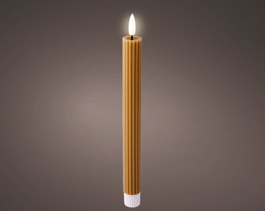 LED Wick Dinner Candle Wax Flat Top Steady Battery Operated Indoor - Brown Warm White - 2.2x24.5cm