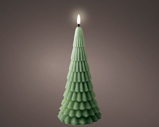 LED Wick Candle Wax Tree Steady Battery Operated Indoor - Green Warm - 10.8x25.1cm