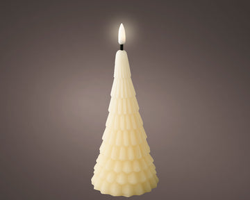 LED Wick Candle Wax Tree Steady Battery Operated Indoor - Cream Warm White - 7.9x18.6cm