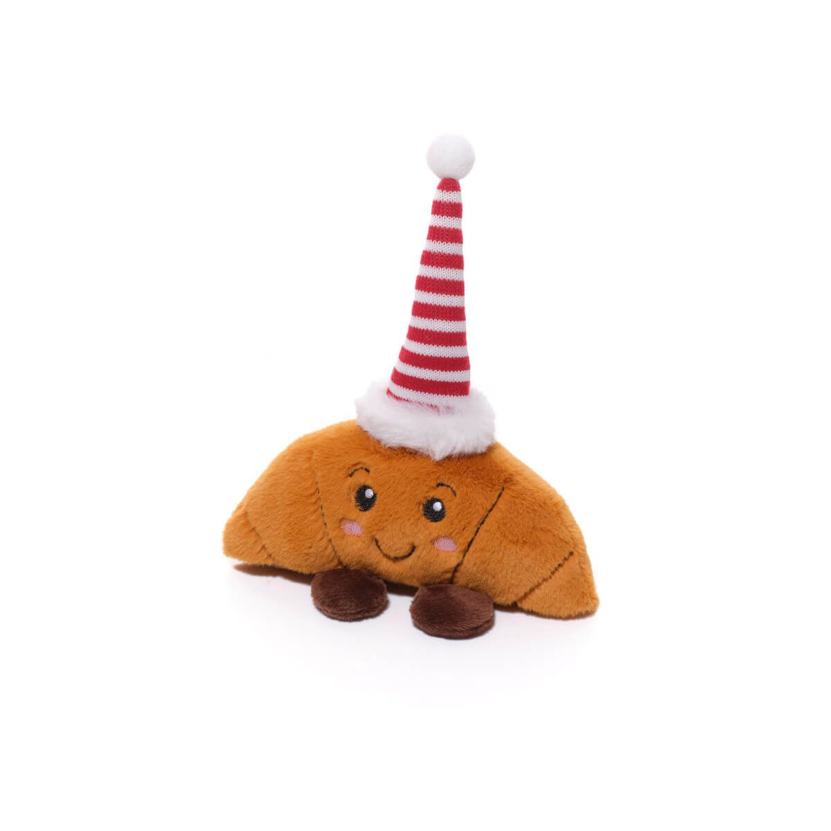 Festive Fun Plush Decorative Stripe Hat Sitting Claude The Croissant