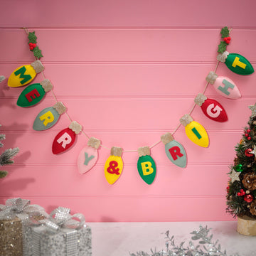 Kitschmas Merry And Bright Bauble Bunting Polyester Fabric