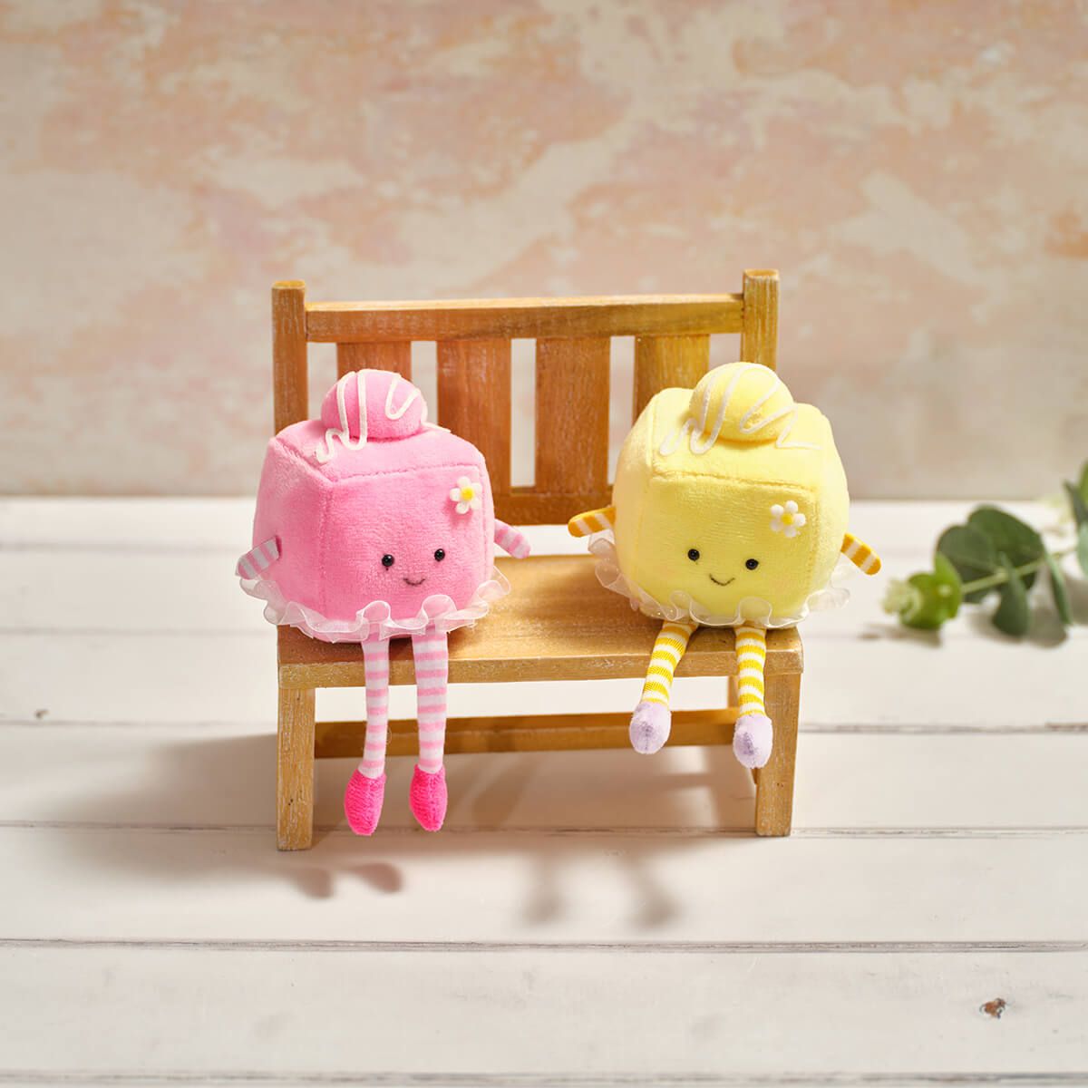 Bunny Hops Polyester Velour Fondant Fancy Shelf Sitter with Dangly Legs