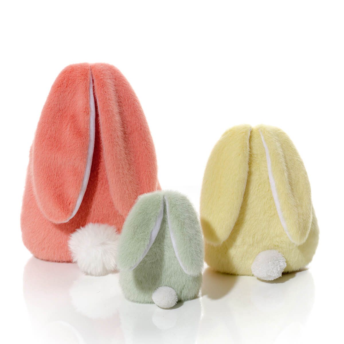 Bunny Hops Plush Back Facing Bunny Sitting Ornament Large Pink