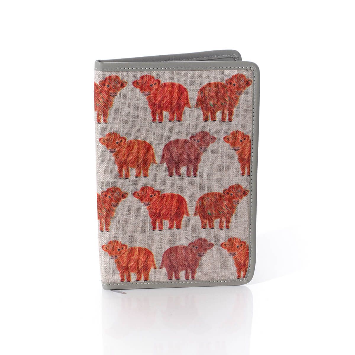 Highland Coo Linen Covered Notebook Plain Paper