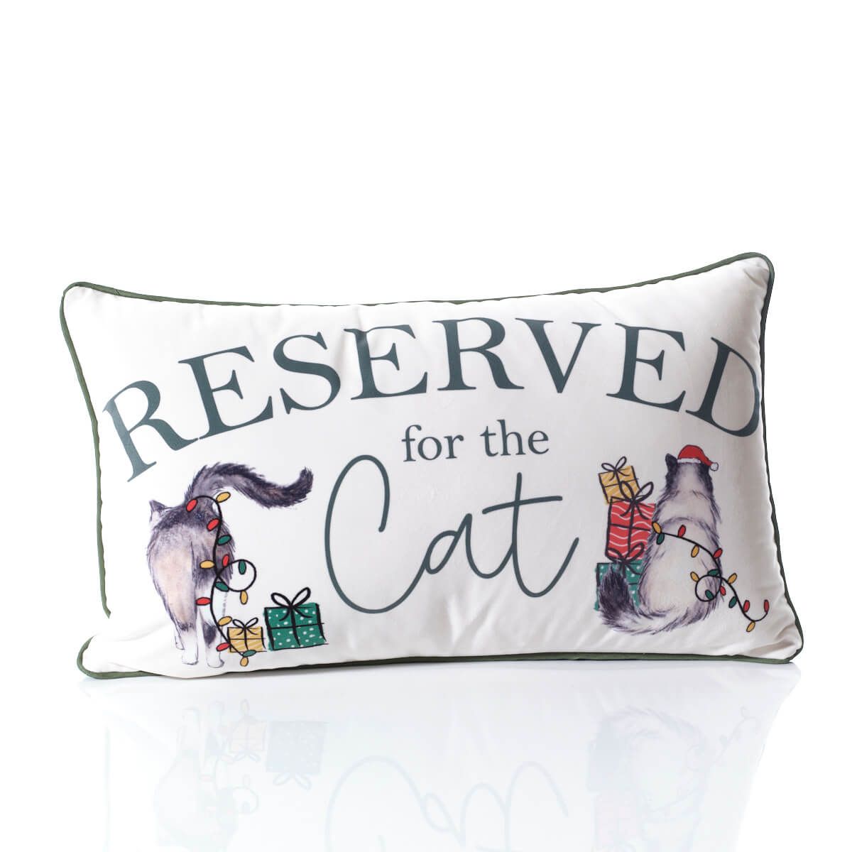 Furry and Festive Reserved for the Cat Velour Cushion with Zip