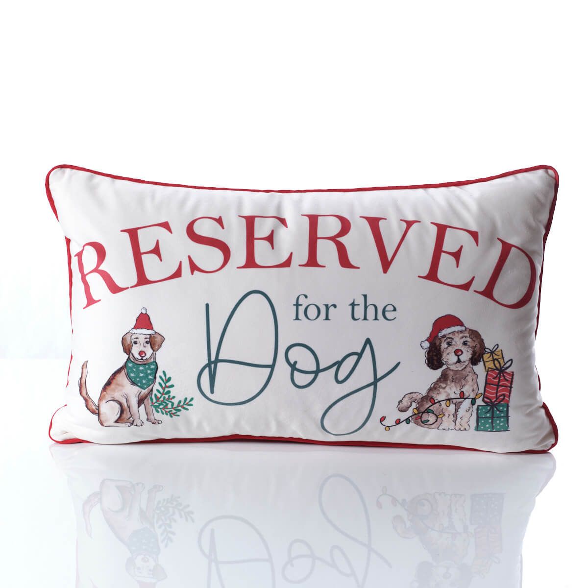 Furry and Festive Reserved for the Dog Velour Cushion with Zip