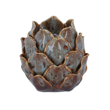 Porcelain T-Lite 10cm – Blue/Brown Reactive Glaze Artichoke