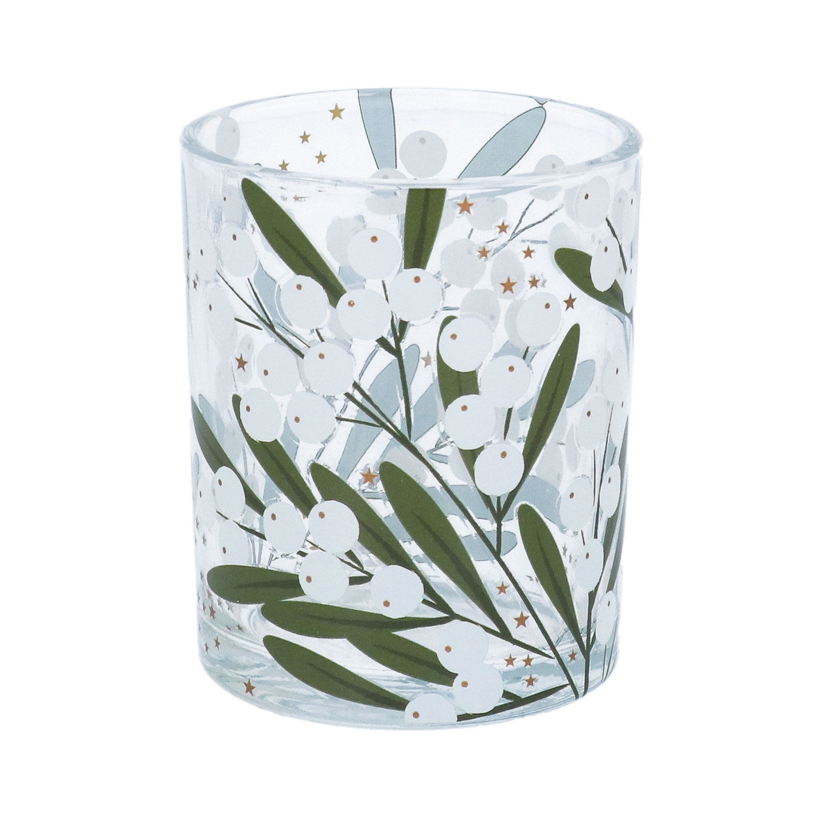 Mistletoe Clear Glass Mini Tealight Holder