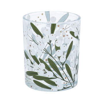 Mistletoe Clear Glass Mini Tealight Holder