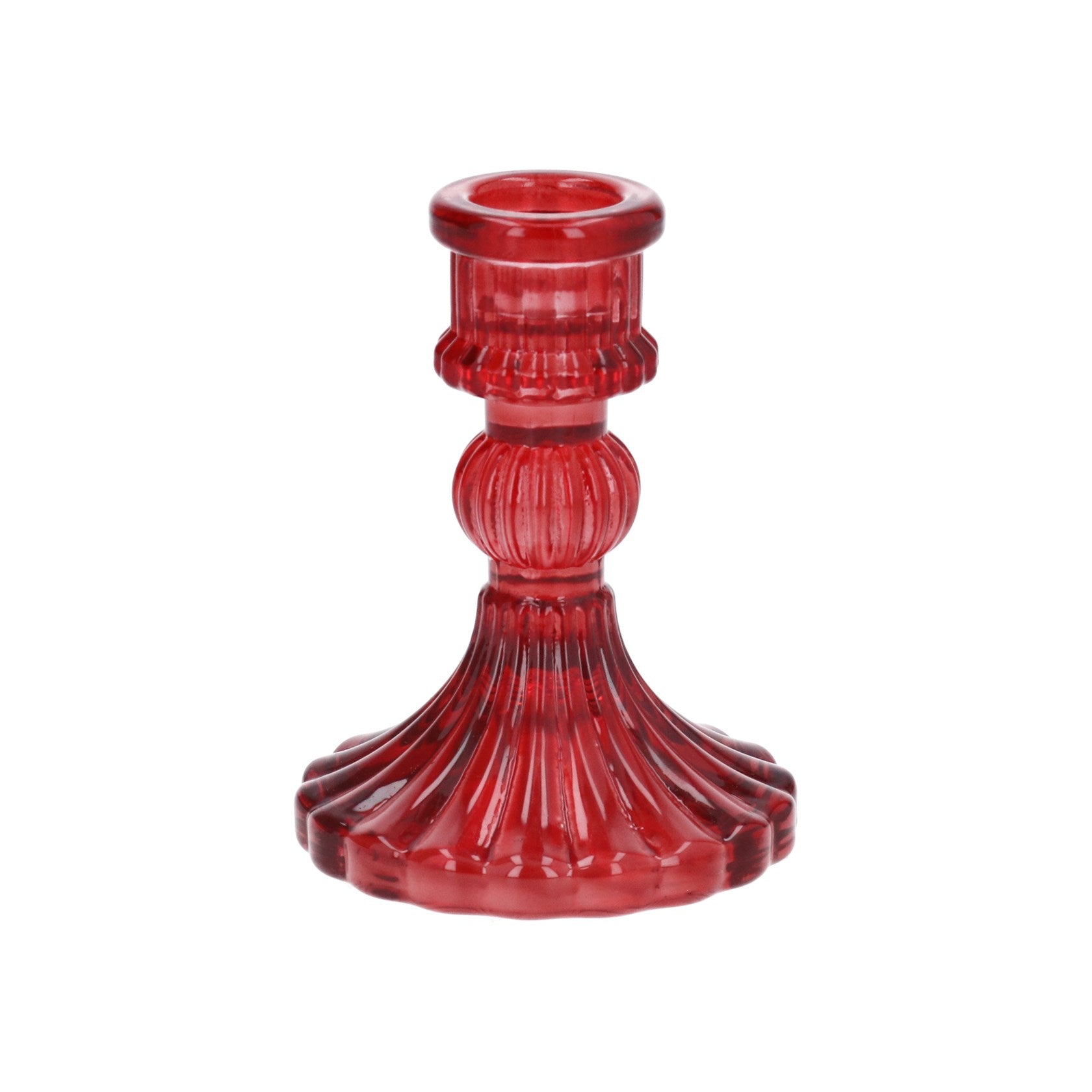 Pressed Glass Candlestick/Red
