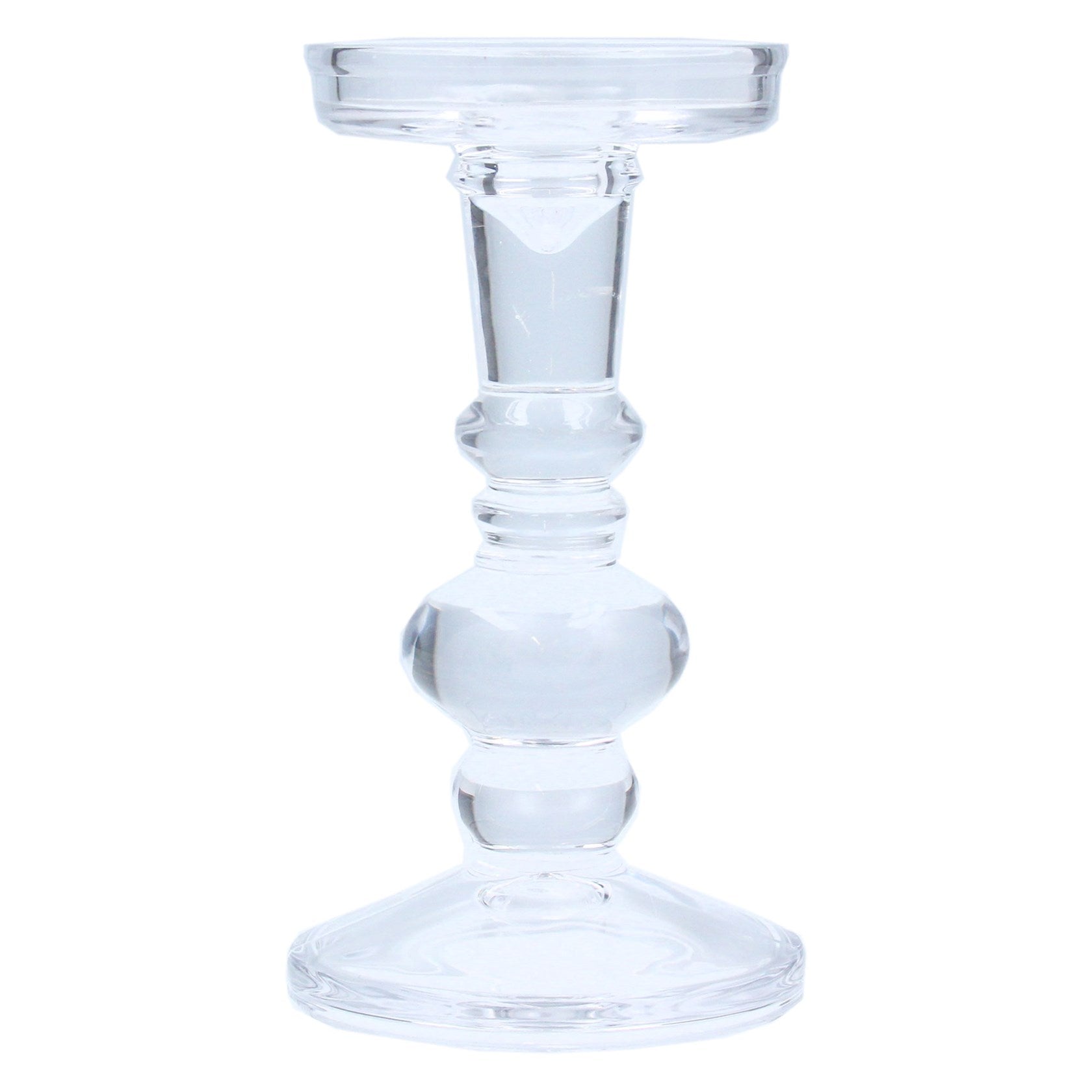 Glass Ball Candlestick/Clear/Lge