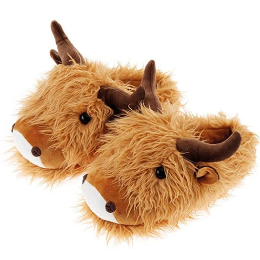 Highland Cow Fuzzy Friend Slippers