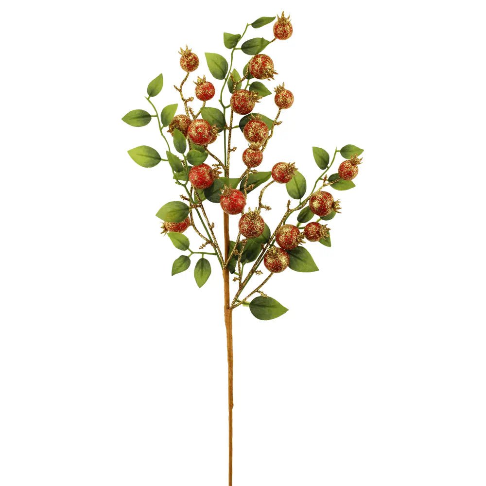 50cm Glittered Crackled Berry Spray - RUTHERFORD & Co