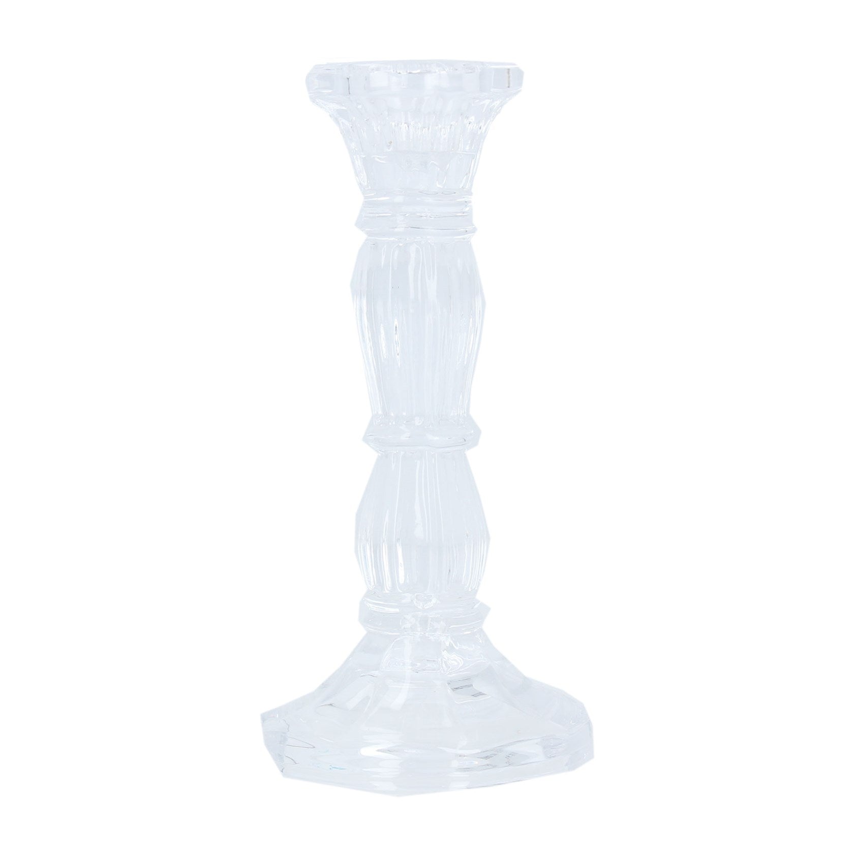 Glass Moulded Candlestick/Clear/Lge