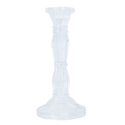 Glass Candlestick - Clear Moulded Small