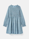 Gracie Blue Shirred Printed Dress