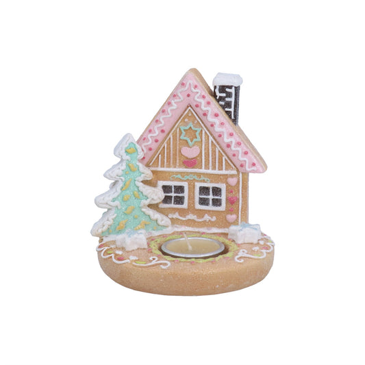 Gingerbread House Resin Tealight Holder (13cm)