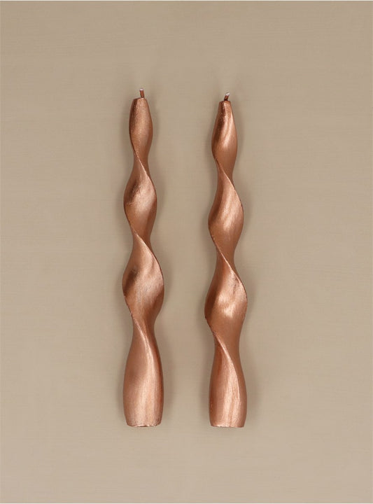 Copper Vintage Twist Box of 2 Taper Candles (22cm)