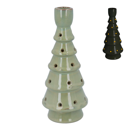 Pale Green Ceramic LED Candlestick (21cm)