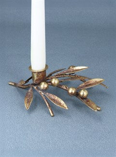 Sprig & Berries Candlestick/Antique Gold