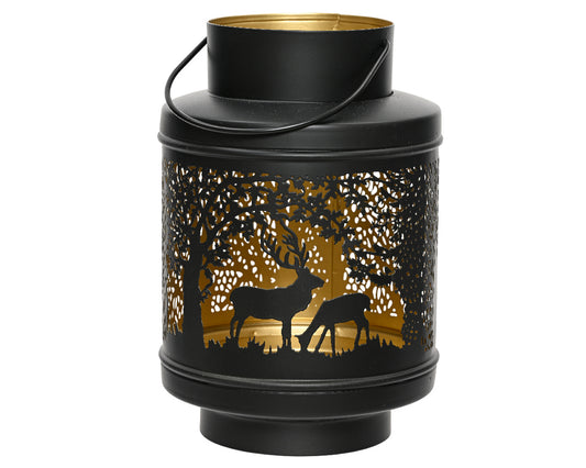 Lantern Iron Round  - Black - Gold