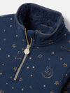 Fairdale Luxe Navy Quarter Zip Fleece Lined Printed Sweatshirt