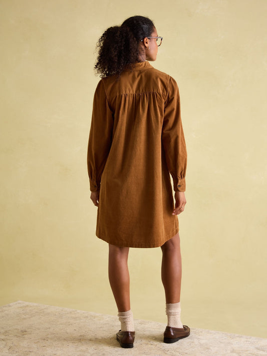 Maple Brown Corduroy Shirt Dress