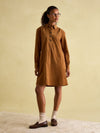 Maple Brown Corduroy Shirt Dress