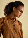 Maple Brown Corduroy Shirt Dress