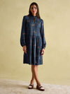 Petunia Navy Frill Neck Dress