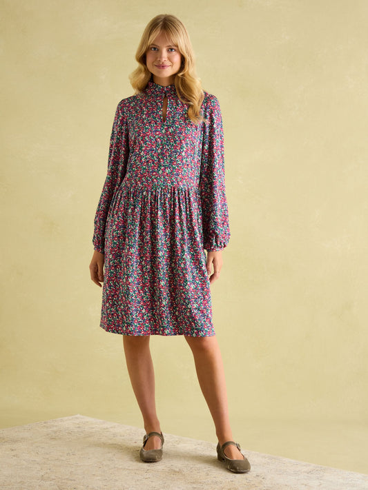 Petunia Floral Frill Neck Dress