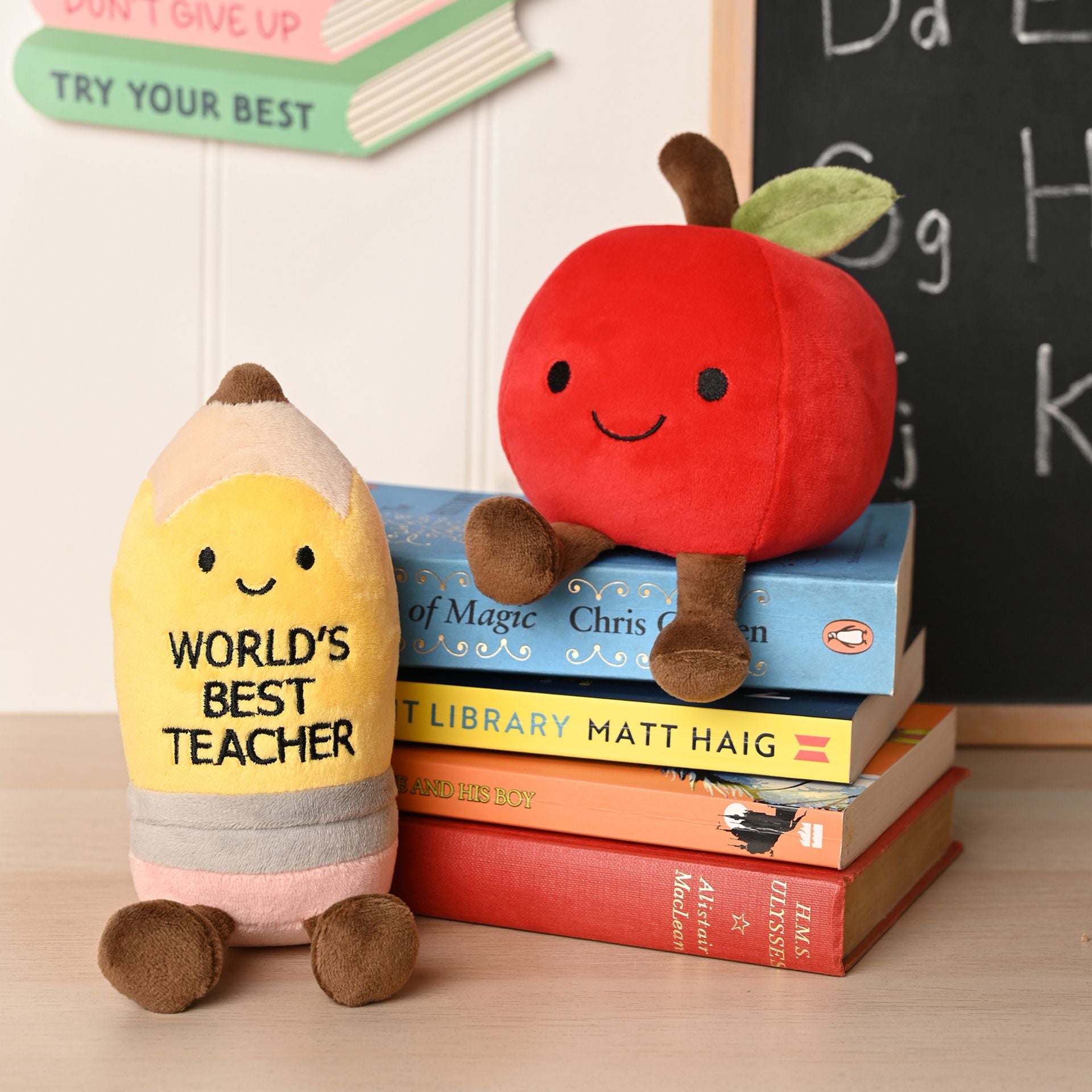 School Years Teacher Plush Toys - Pencil & Apple