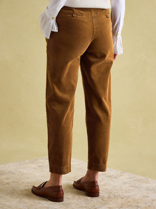 Calla Tan Brown Corduroy Tapered Trousers